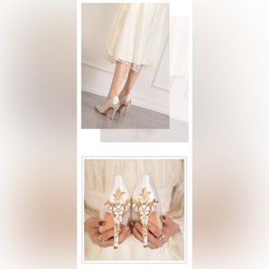 White and Gold Wedding Heels